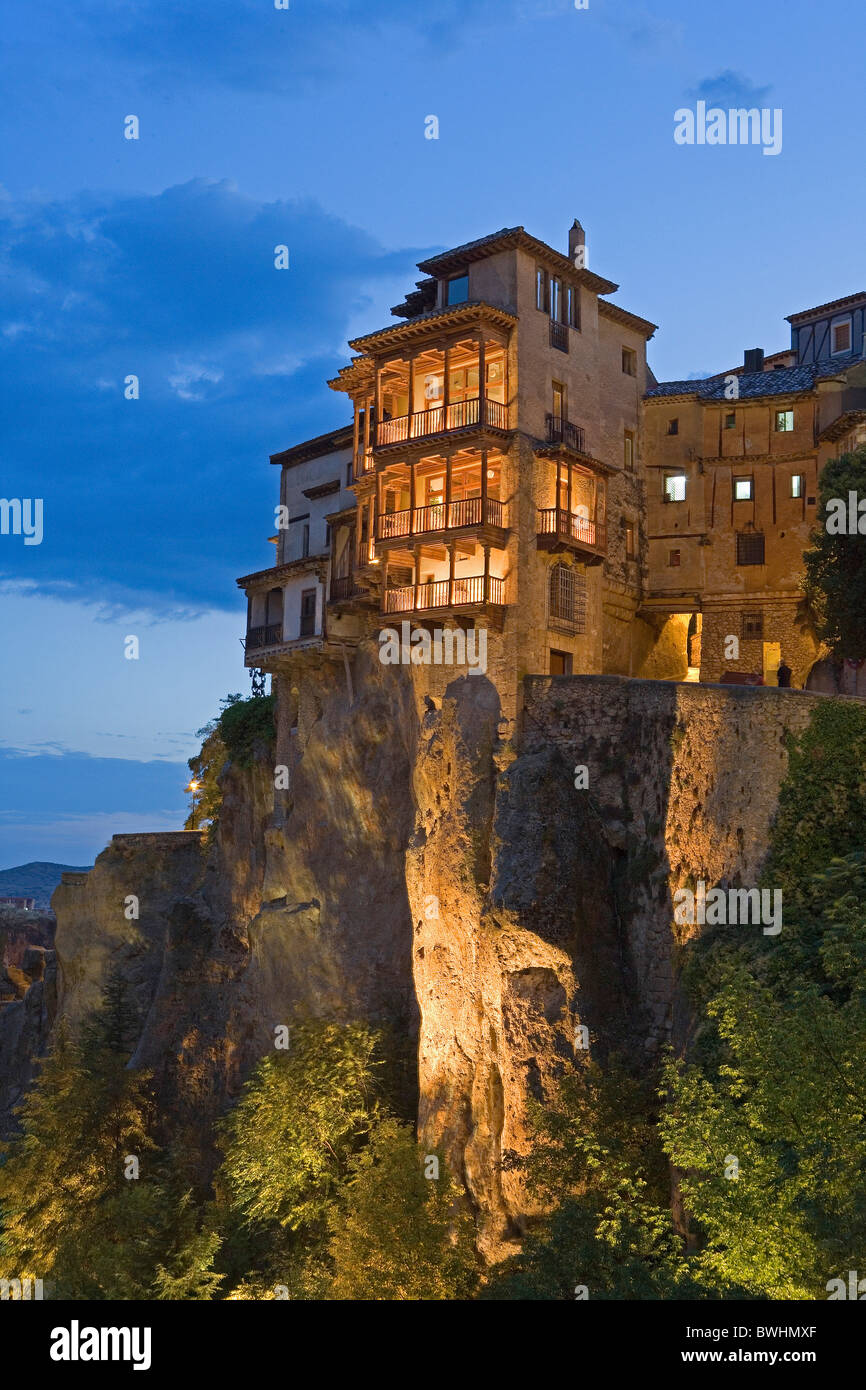 Spain Europe Cuenca Las Casas colgadas hanging pendent houses homes rocks cliffs UNESCO world cultural heritag Stock Photo