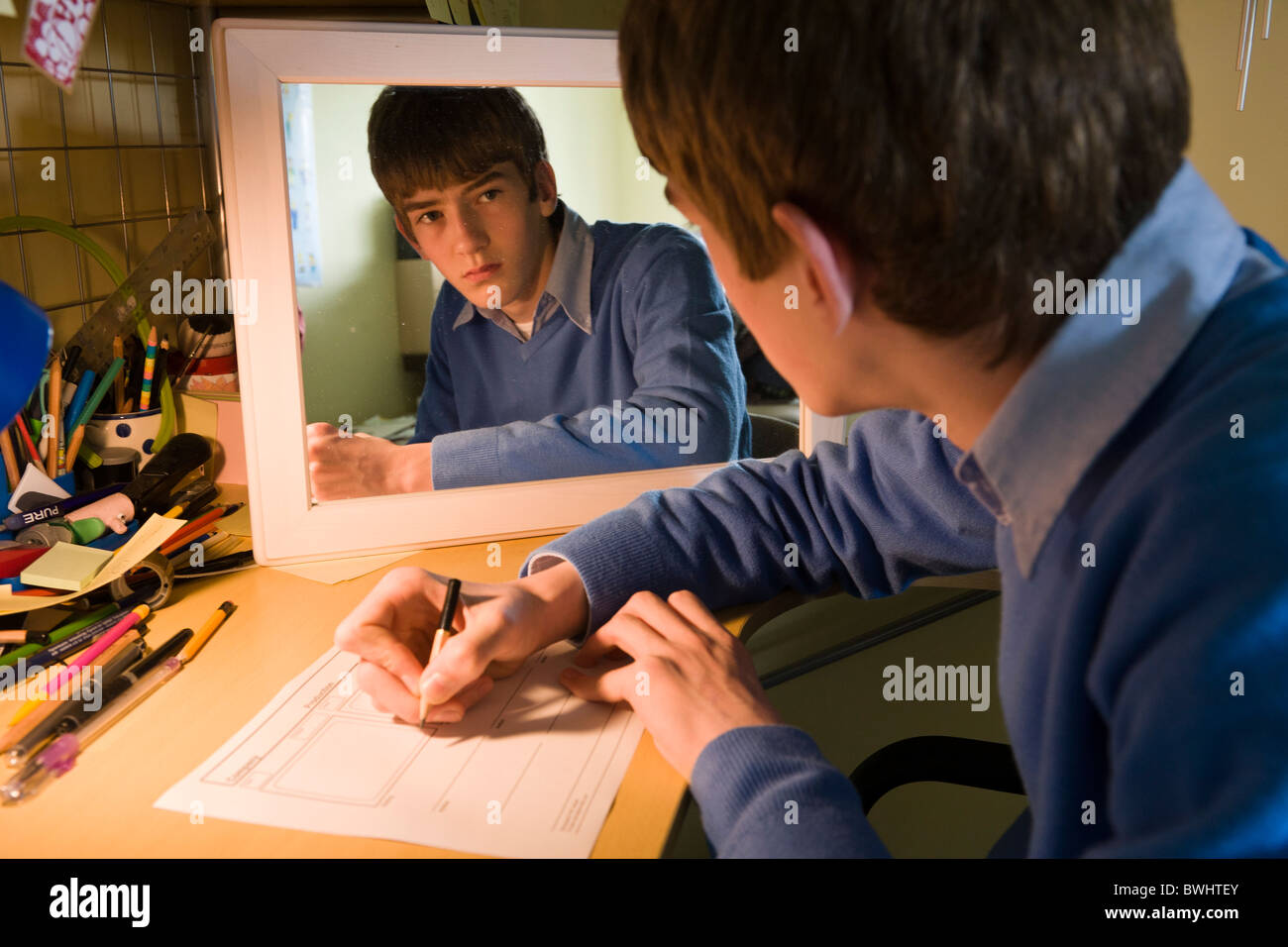 Teen mirror reflection boy hires stock photography and images Alamy