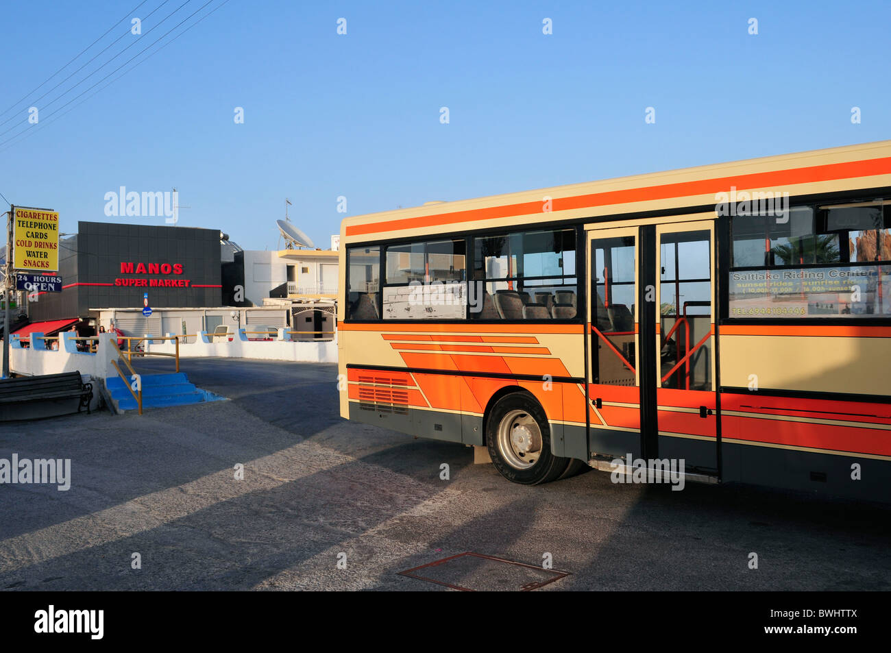 public transport bus in Kardamena - Kos Island - Greece Stock Photo