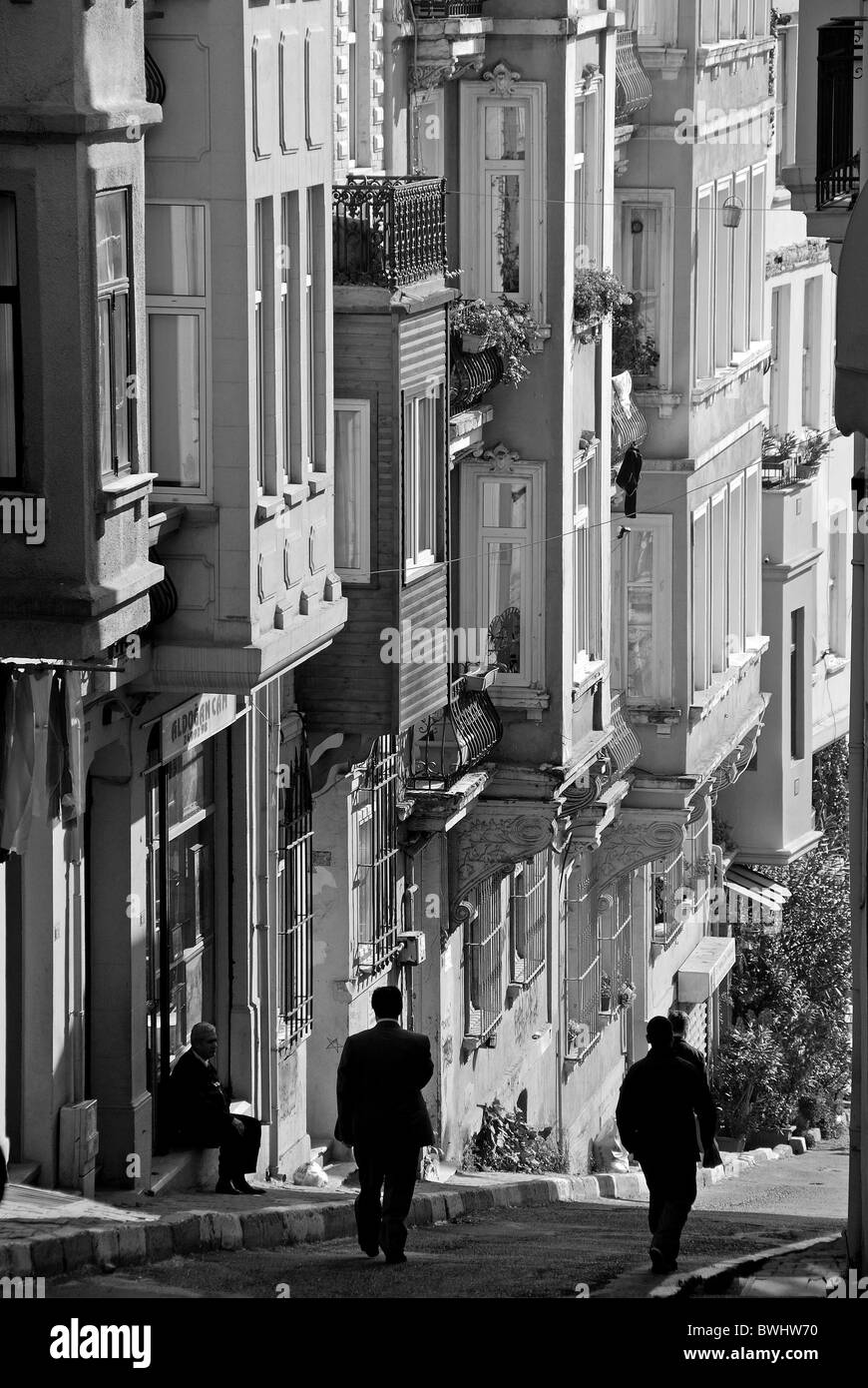 ISTANBUL, TURKEY. A view down Yenicarsi Caddesi between Galatasaray and Tophane in Beyoglu district. Autumn 2010. Stock Photo