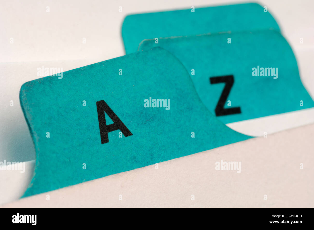 Index cards A and Z Stock Photo