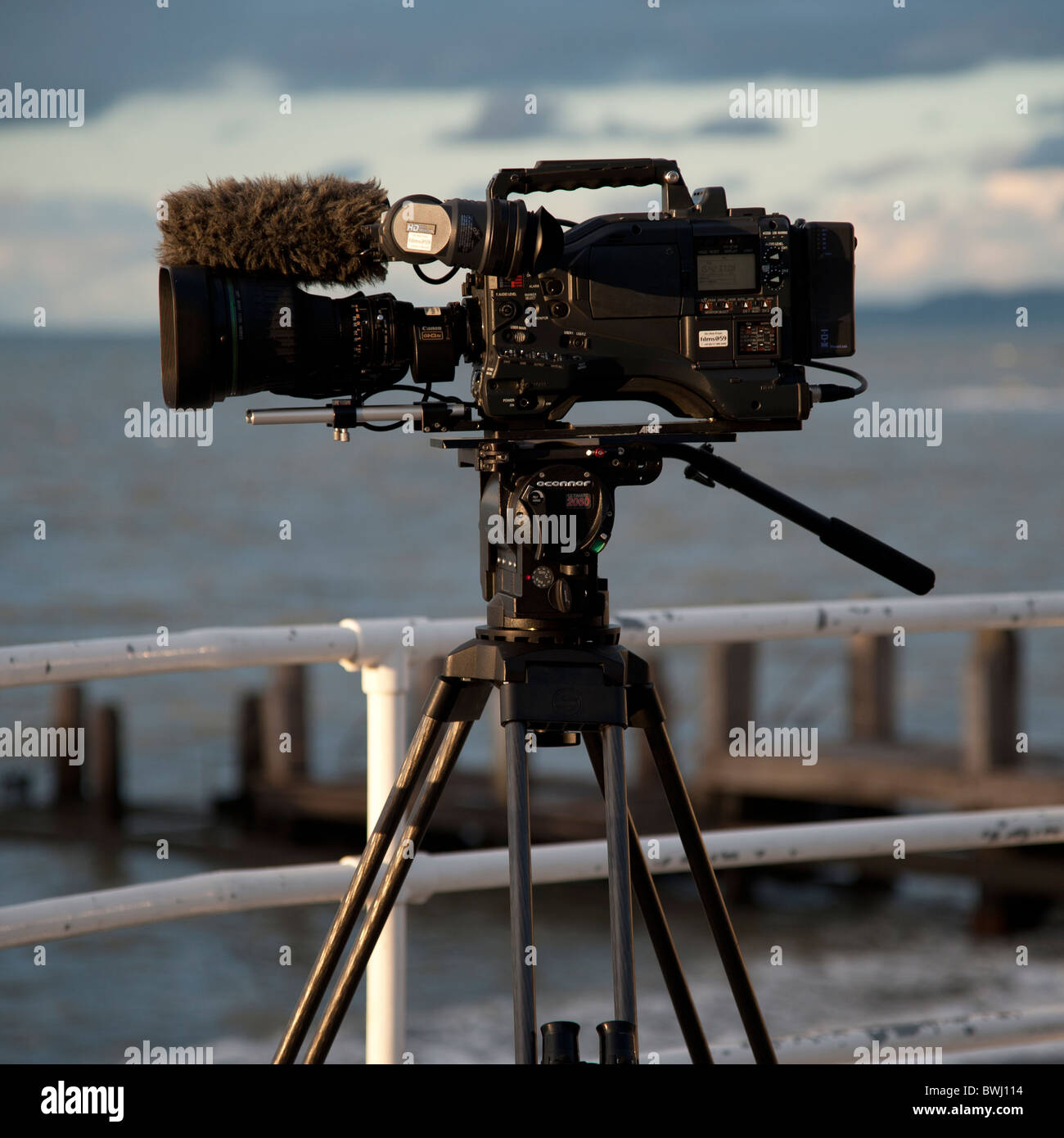 HD High-Definition Hi-Def video camera on a tripod Stock Photo