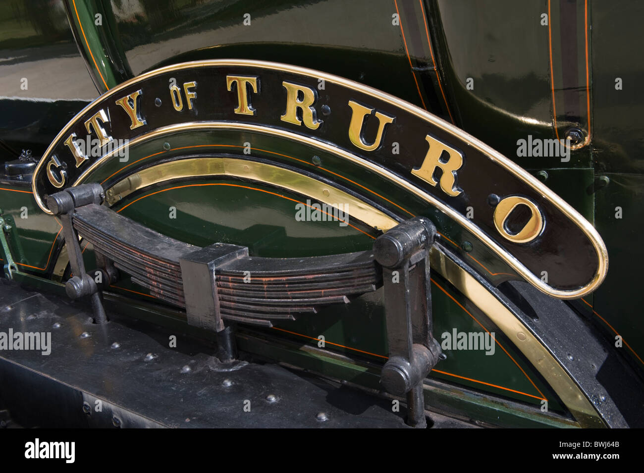 Nameplate of City of Truro GWR 3700 Class 3440 the first steam engine to achieve a speed of over 100mph in 1904 Stock Photo