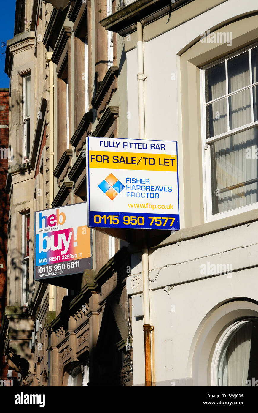 For sale to let signs property lace market Nottingham,England,UK Stock Photo