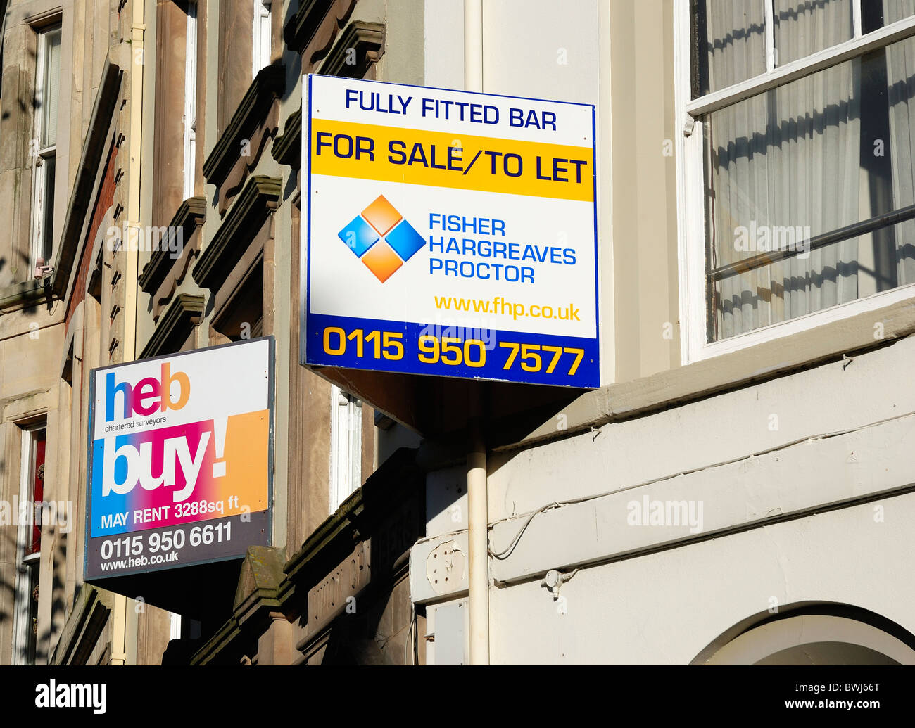 For sale to let signs property lace market Nottingham,England,UK Stock Photo