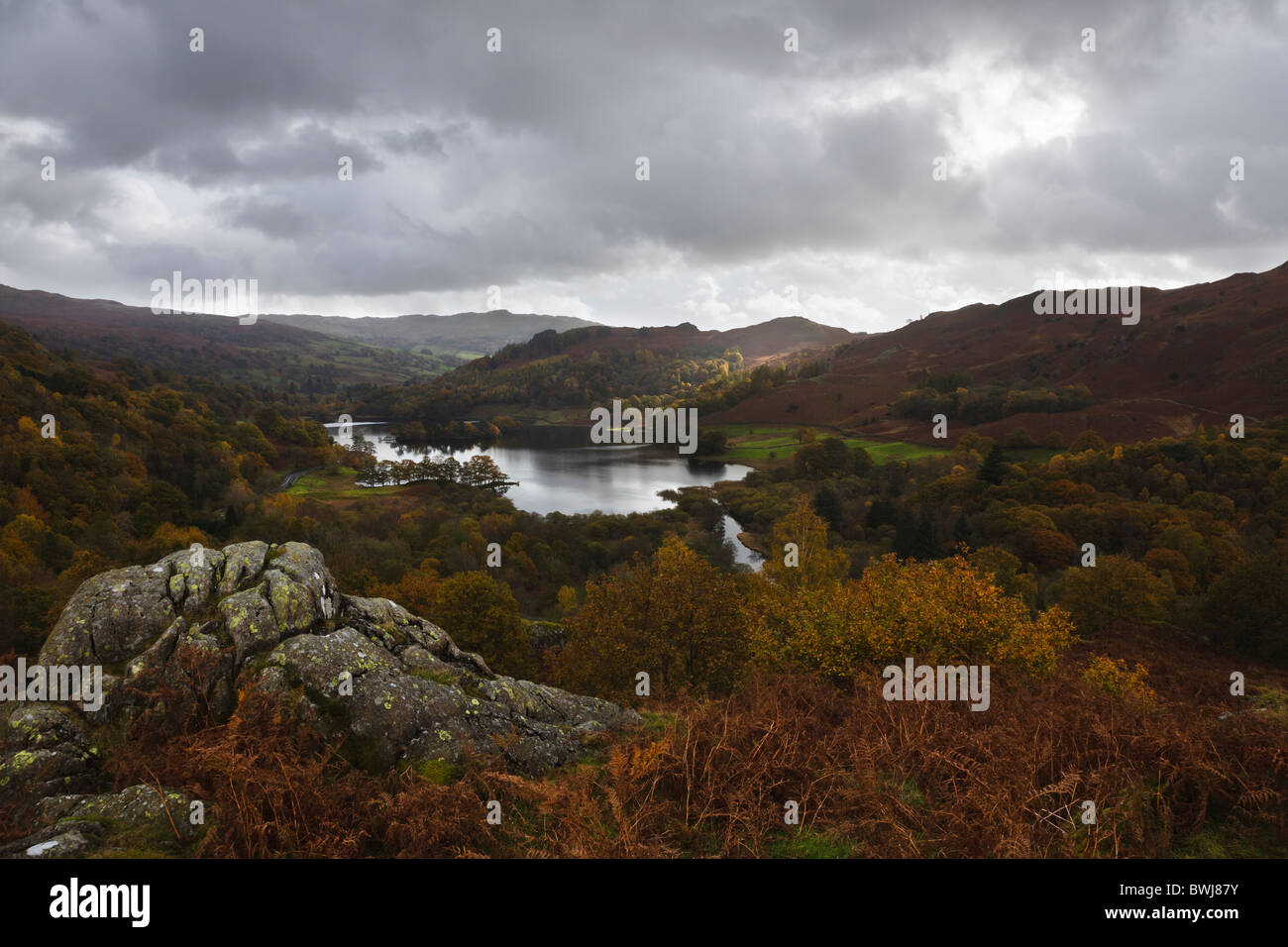 Rydal Water from White Moss Common, Lake District National Park, Cumbria, England Stock Photo