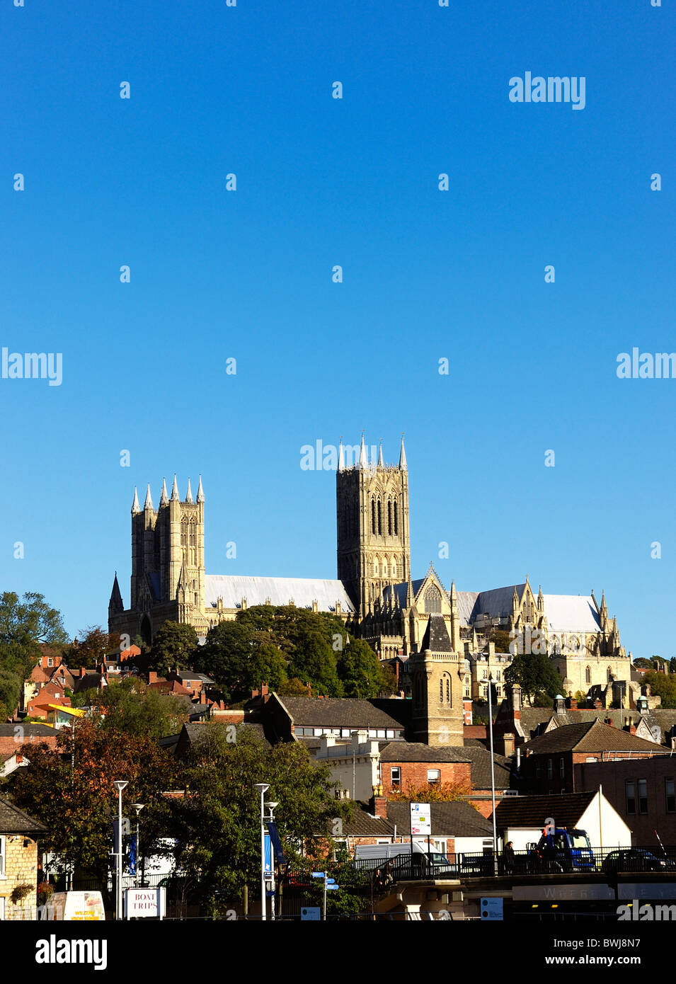 lincoln cathedral from brayford pool england uk Stock Photo