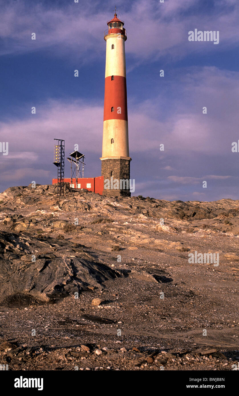 Africa Namibia South-West Africa Diaz Point Luderitz lighthouse white red desert navigation Stock Photo