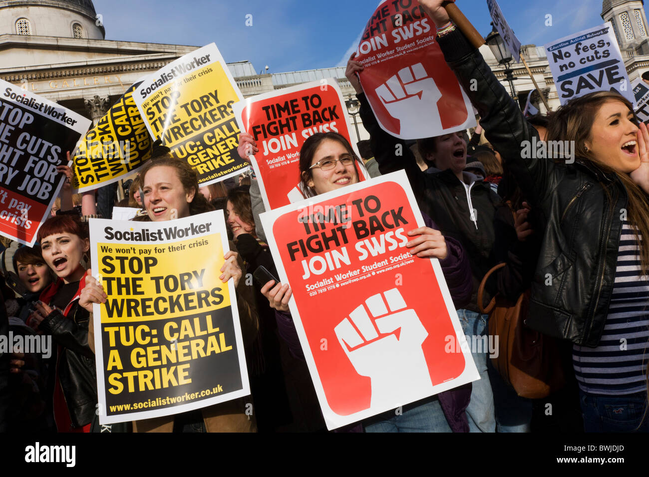 Students Protest Against Government Education Cuts In Trafalgar Square Students Protest Against Government Education Cuts In Trafalgar Square