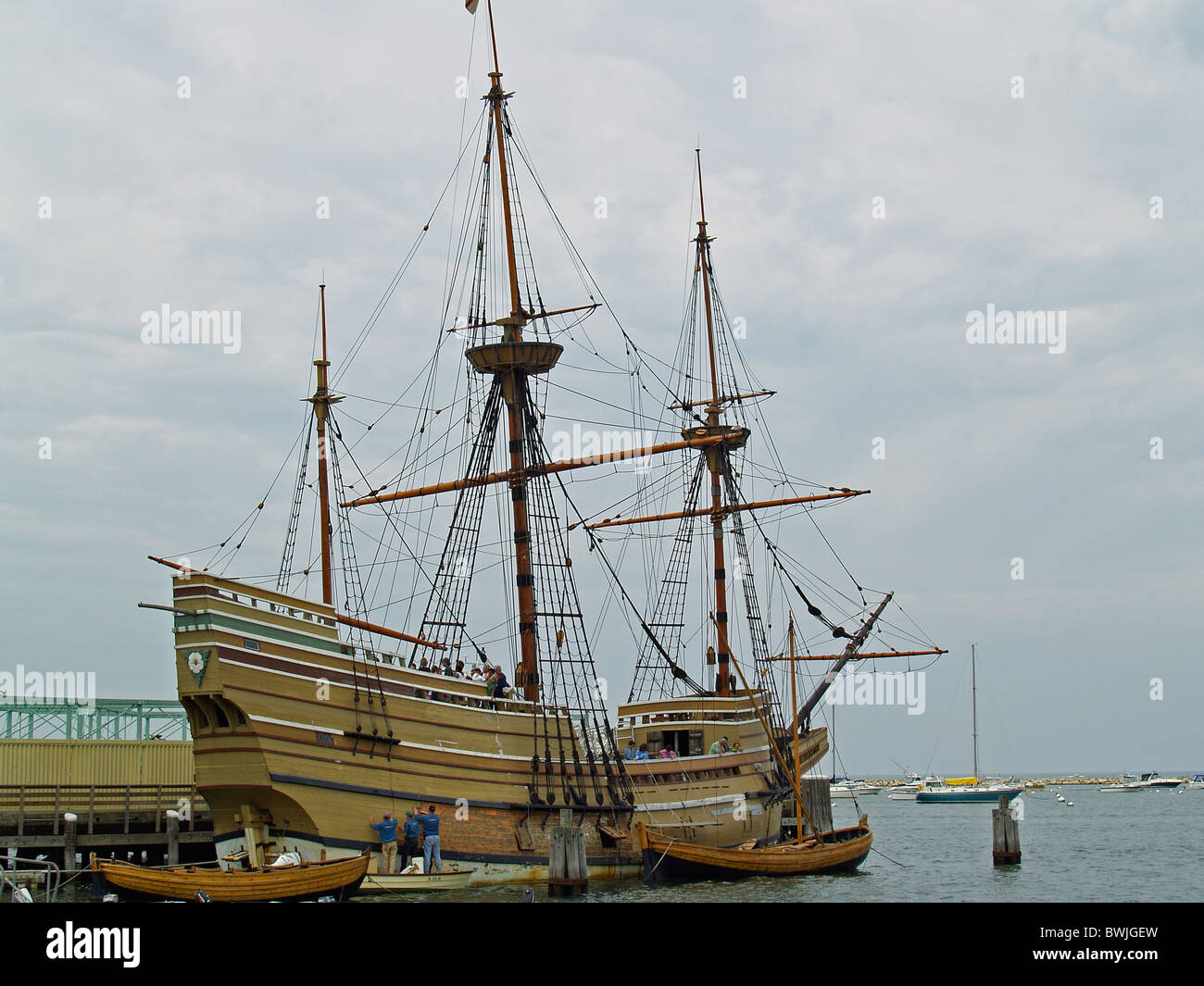 Mayflower II being painted in Plymouth,Massachusetts Stock Photo - Alamy