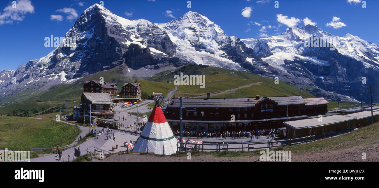 Eiger Monch Jungfrau Kleine Scheidegg station tourism scenery landscape mountains Alps Bernese Oberland Can Stock Photo