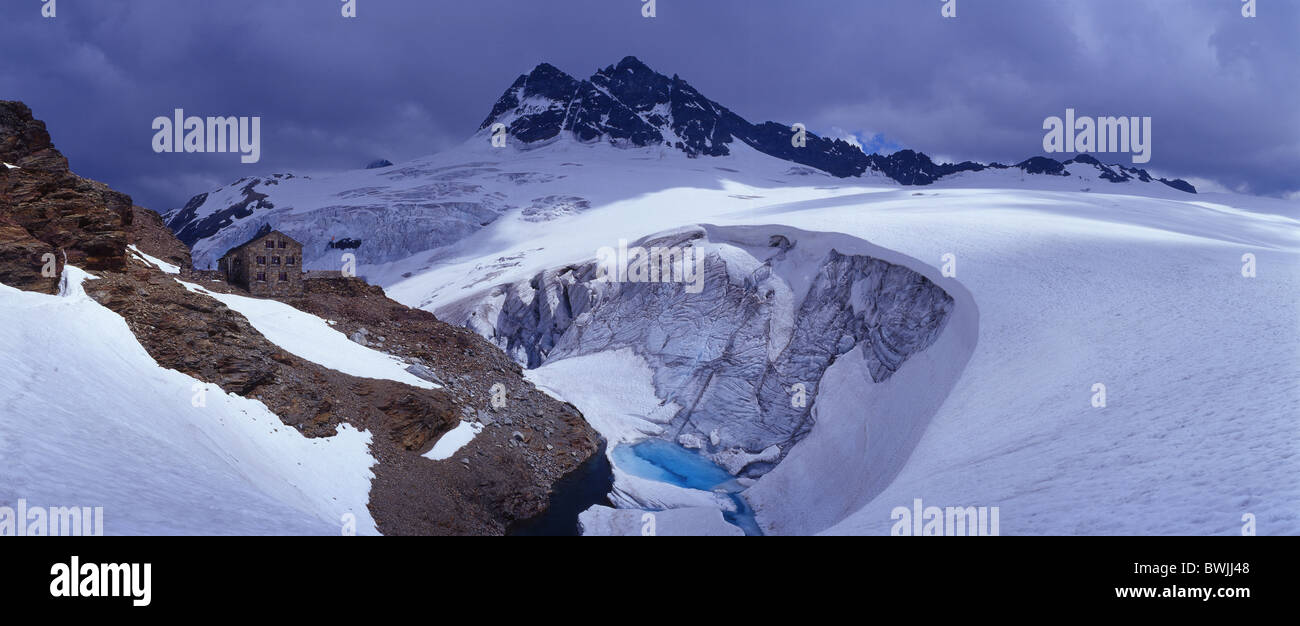 Tschingelhorn Mutthornhutte SAC hut glacier snow ice scenery landscape  mountains Alps Bernese Oberland Cant Stock Photo - Alamy