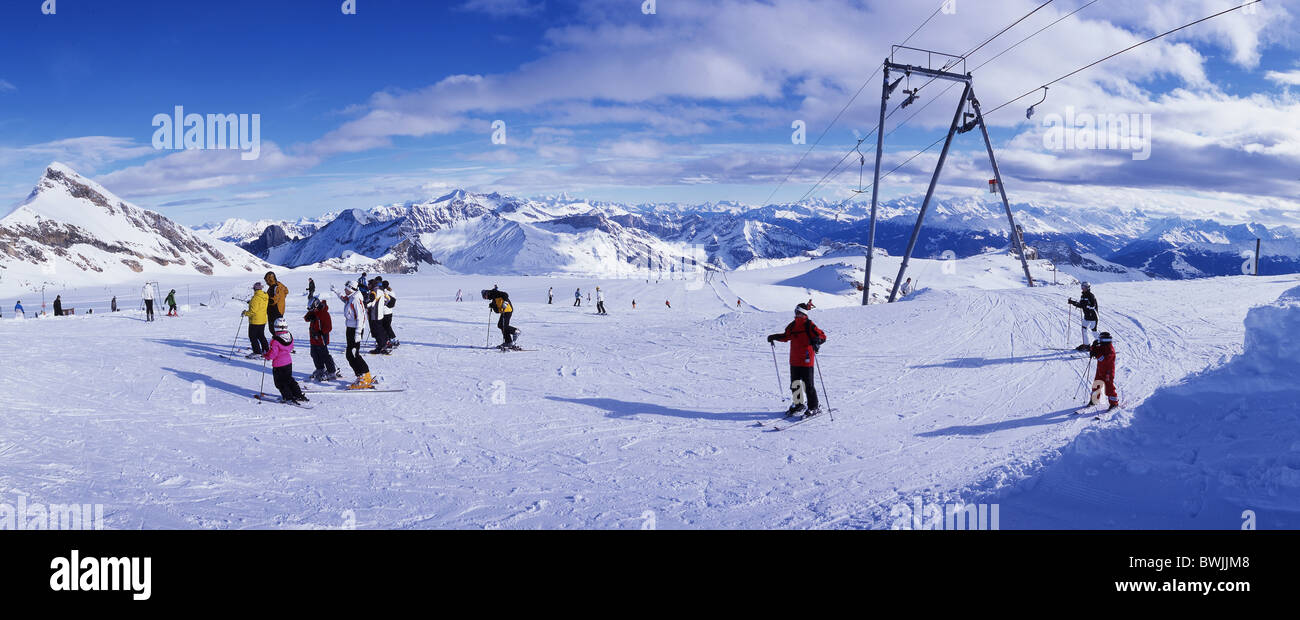 Les Diablerets Glacier 3000 skiing area skiing ski snowboard winter sports person snow mountains Alps sport Stock Photo