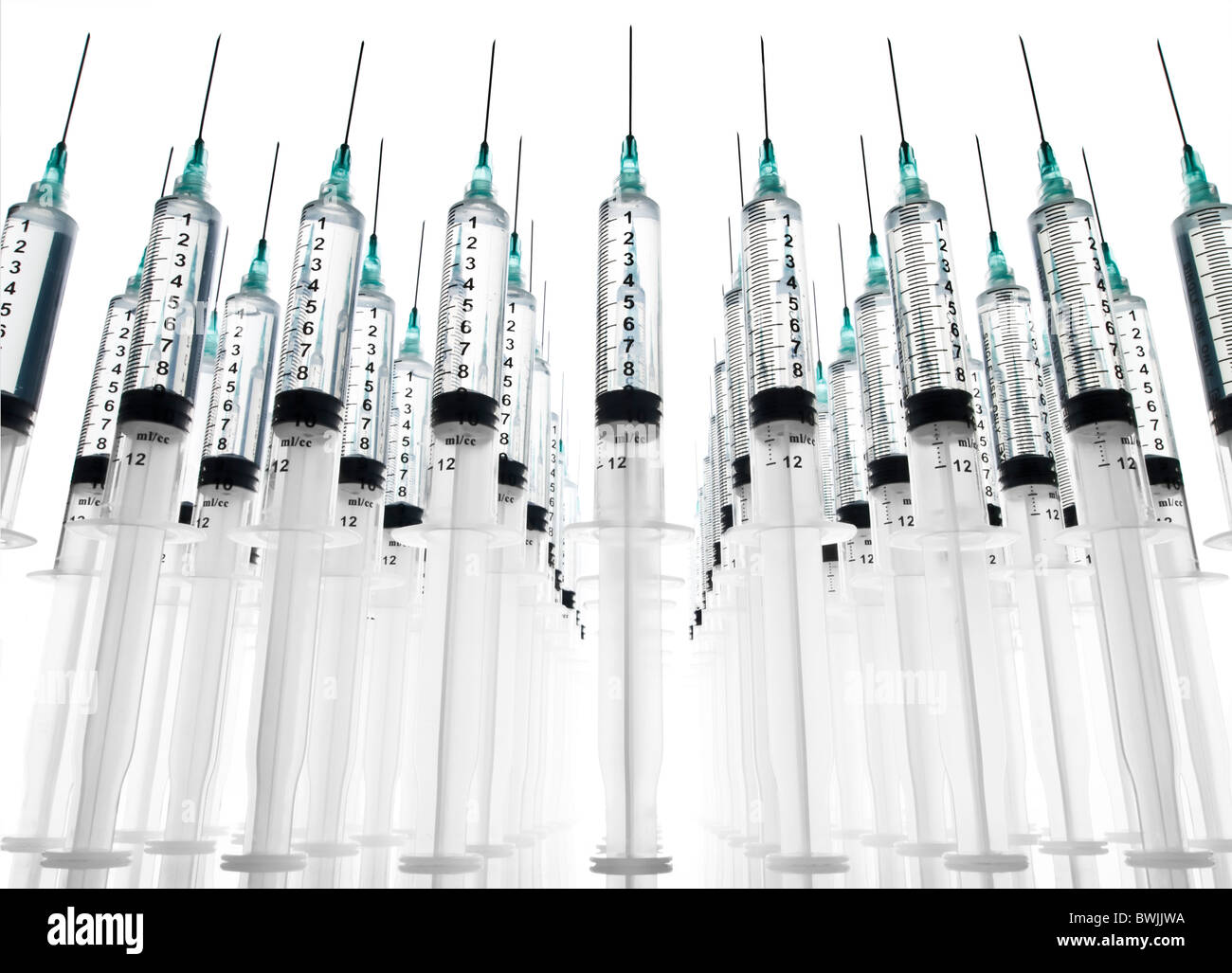 Rows of syringes Stock Photo
