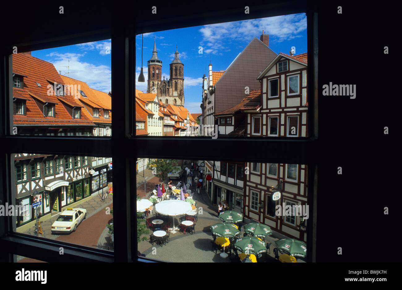 Europe, Germany, Lower Saxony, Goettingen, view of Johannisstrasse and St. Johannis Church Stock Photo