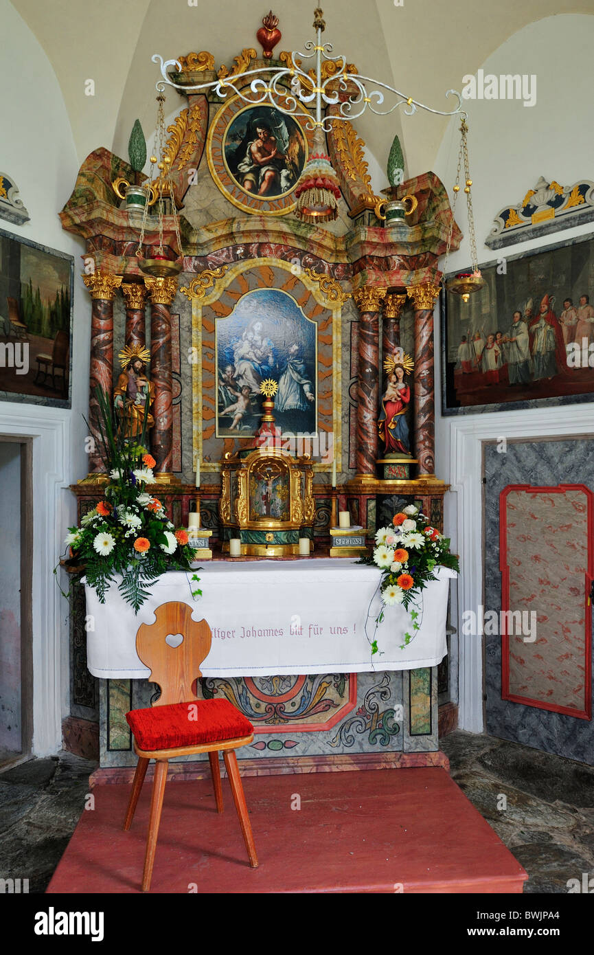 The chapel Sankt Johann at Val di Funes / Villnösstal, Dolomites, Italy Stock Photo