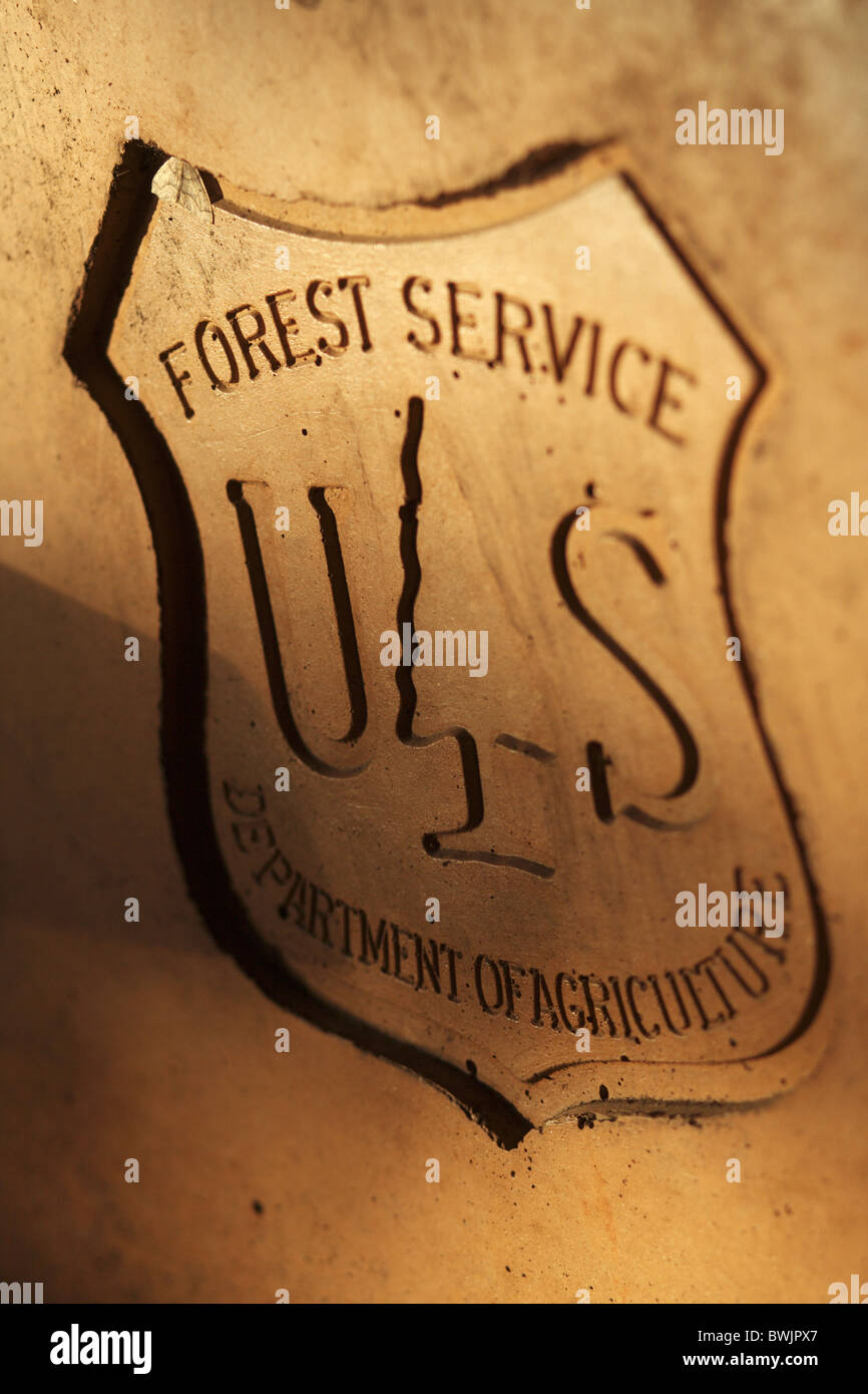 A sign for the US Forestry Service Stock Photo