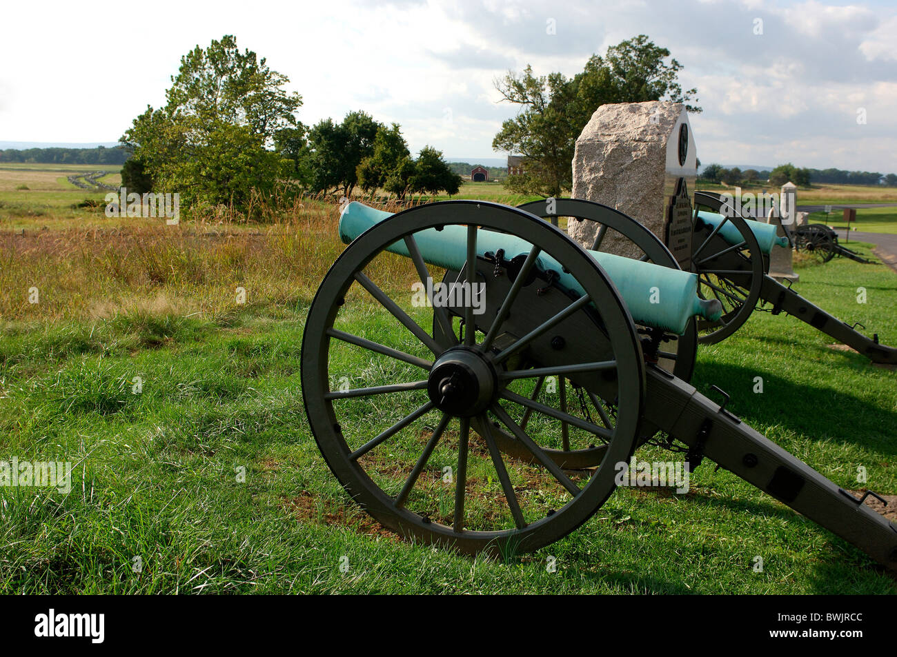 cannons monument battlefield National Military Park Gettysburg memorial American civil war history historical Stock Photo