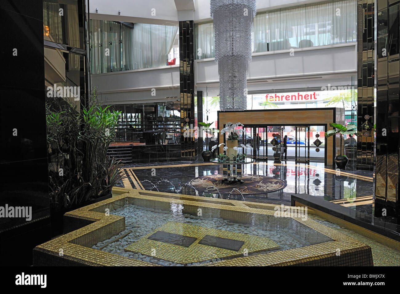 Water feature in the foyer of the Millennium Copthorne hotel in Bukit Bintang, Kuala Lumpur Stock Photo