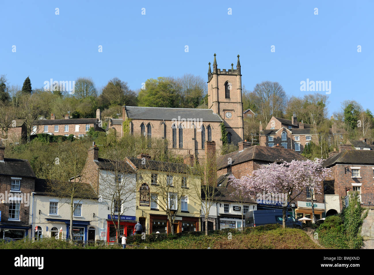 The town of Ironbridge in Shropshire England Uk Stock Photo