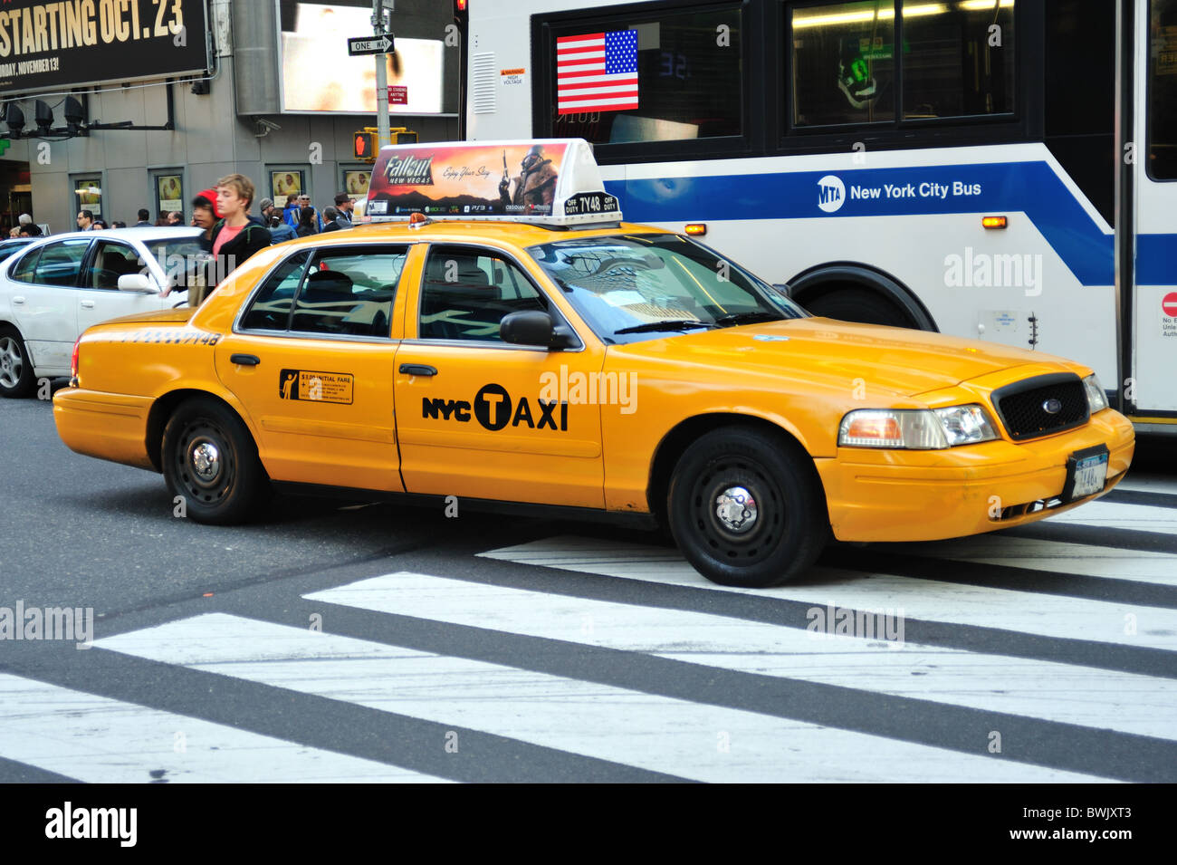 Yellow Taxi Cab New York City Stock Photo