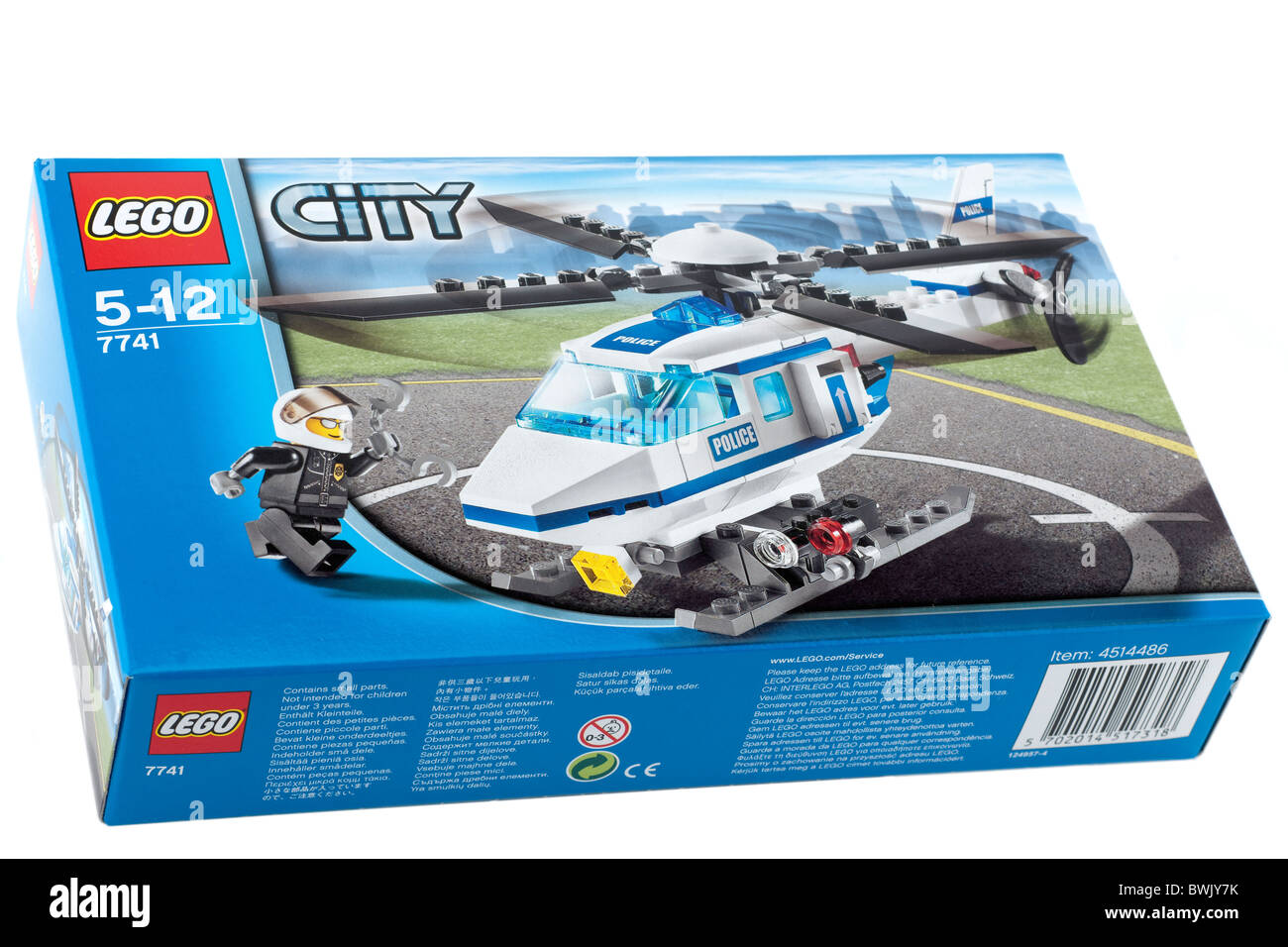 Boxed lego toy police helicopter for children aged 5 to 12 Stock Photo