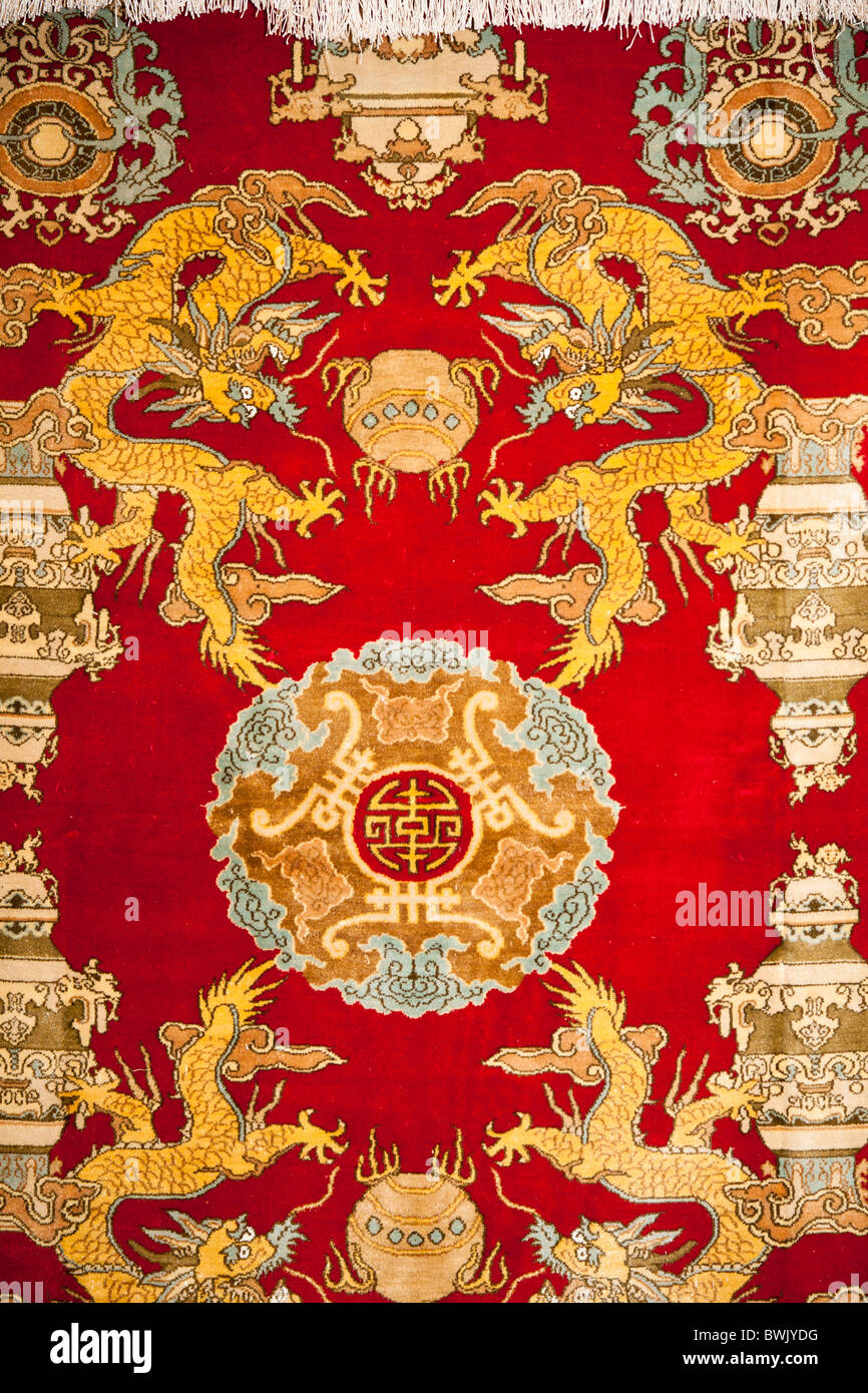 Colourful woven Chinese carpet, China Stock Photo