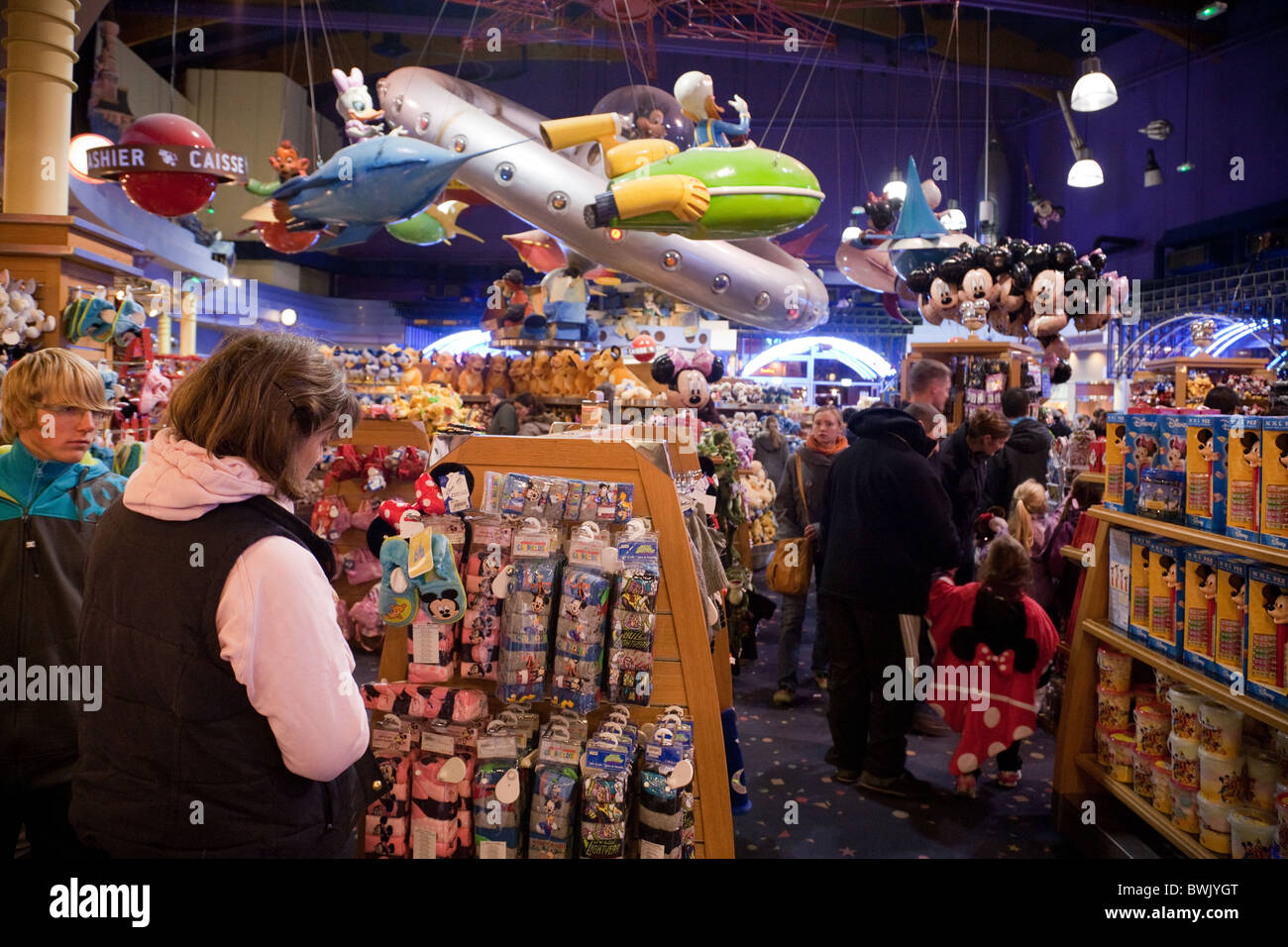 People shopping in the Disney Store, the Village, Disneyland Paris, France Stock Photo