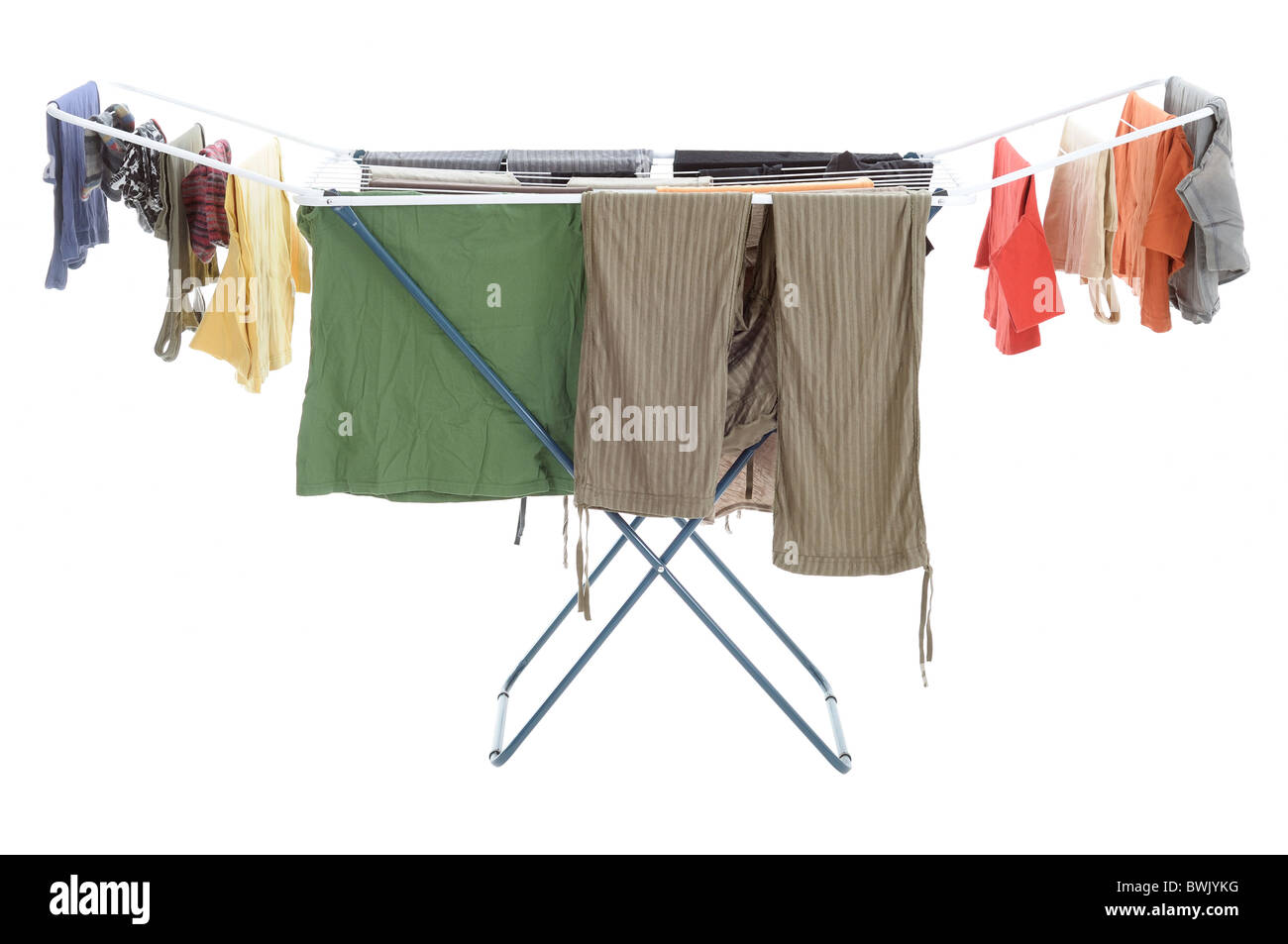 drying laundry clothes on the clotheshorse Stock Photo Alamy