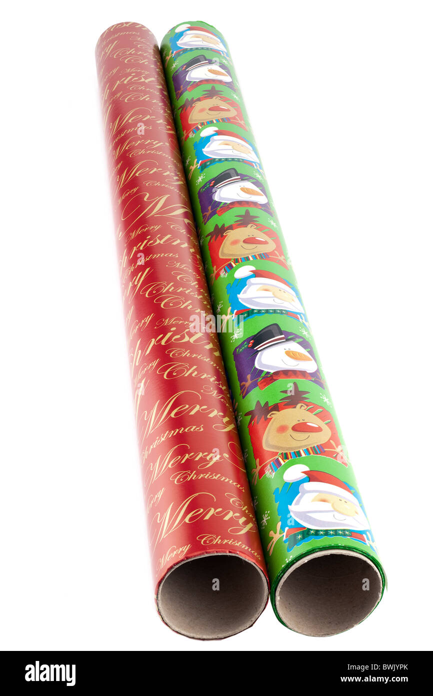 Two rolls of Christmas wrapping paper Stock Photo