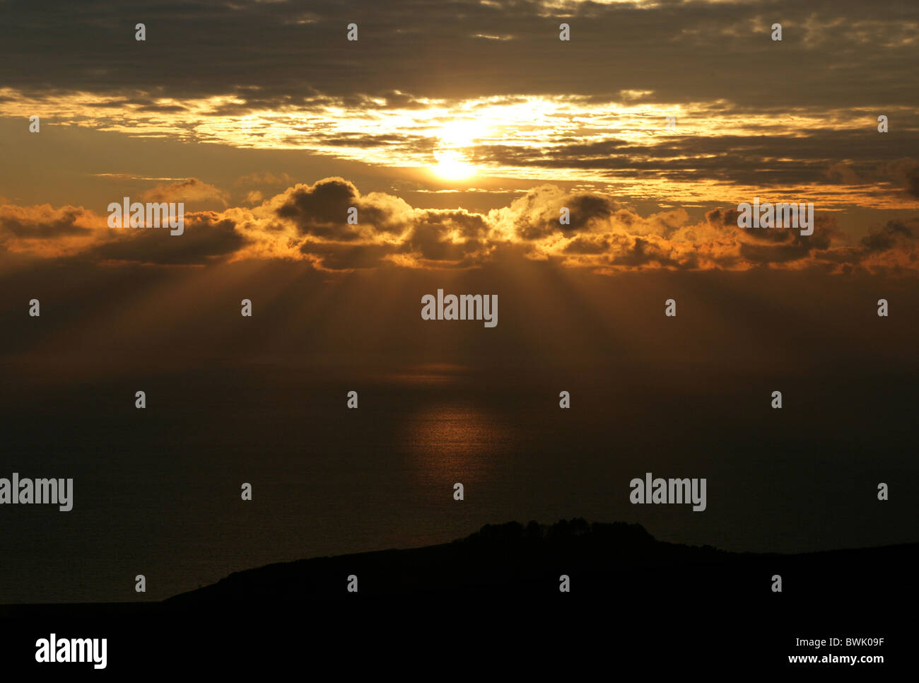 Golden sea coastal landscape sunset Stock Photo - Alamy