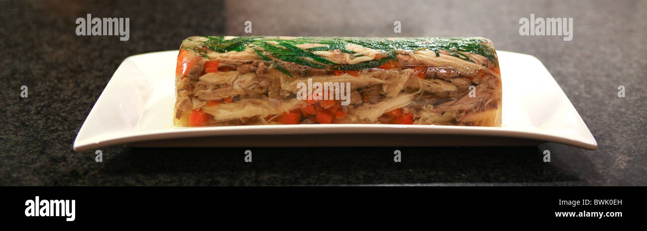 Home cooked terrine of chicken and tarragon Stock Photo