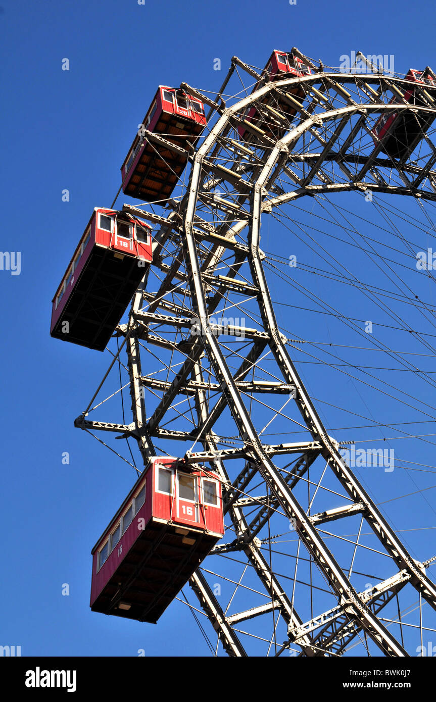 The Prater amusement park big wheel Reisenrad in Vienna Wien Austria Stock Photo