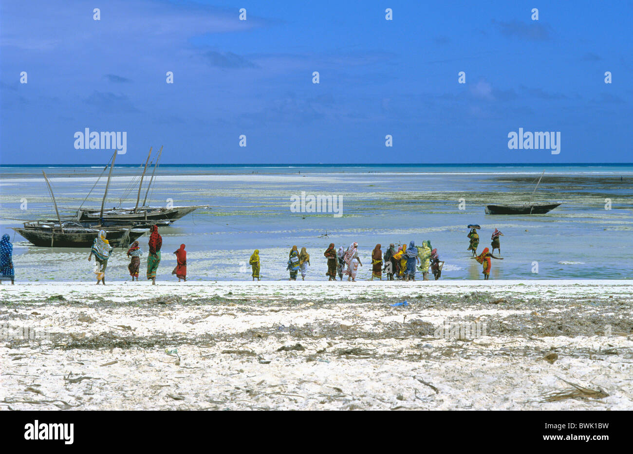 Africa Tanzania Zanzibar Mwanda beach women woman procession funeral