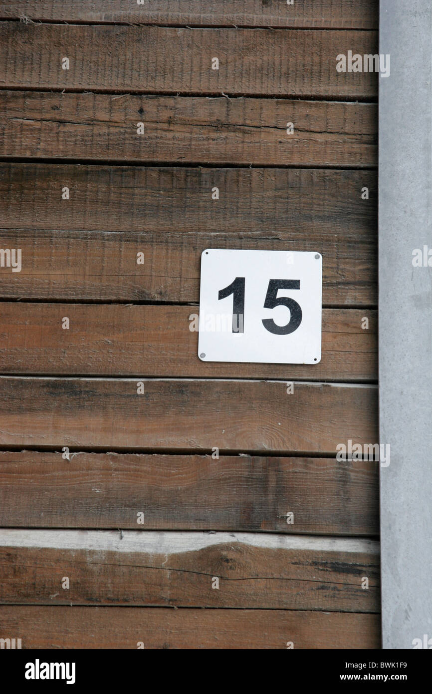 A storage bay label - number fifteen Stock Photo
