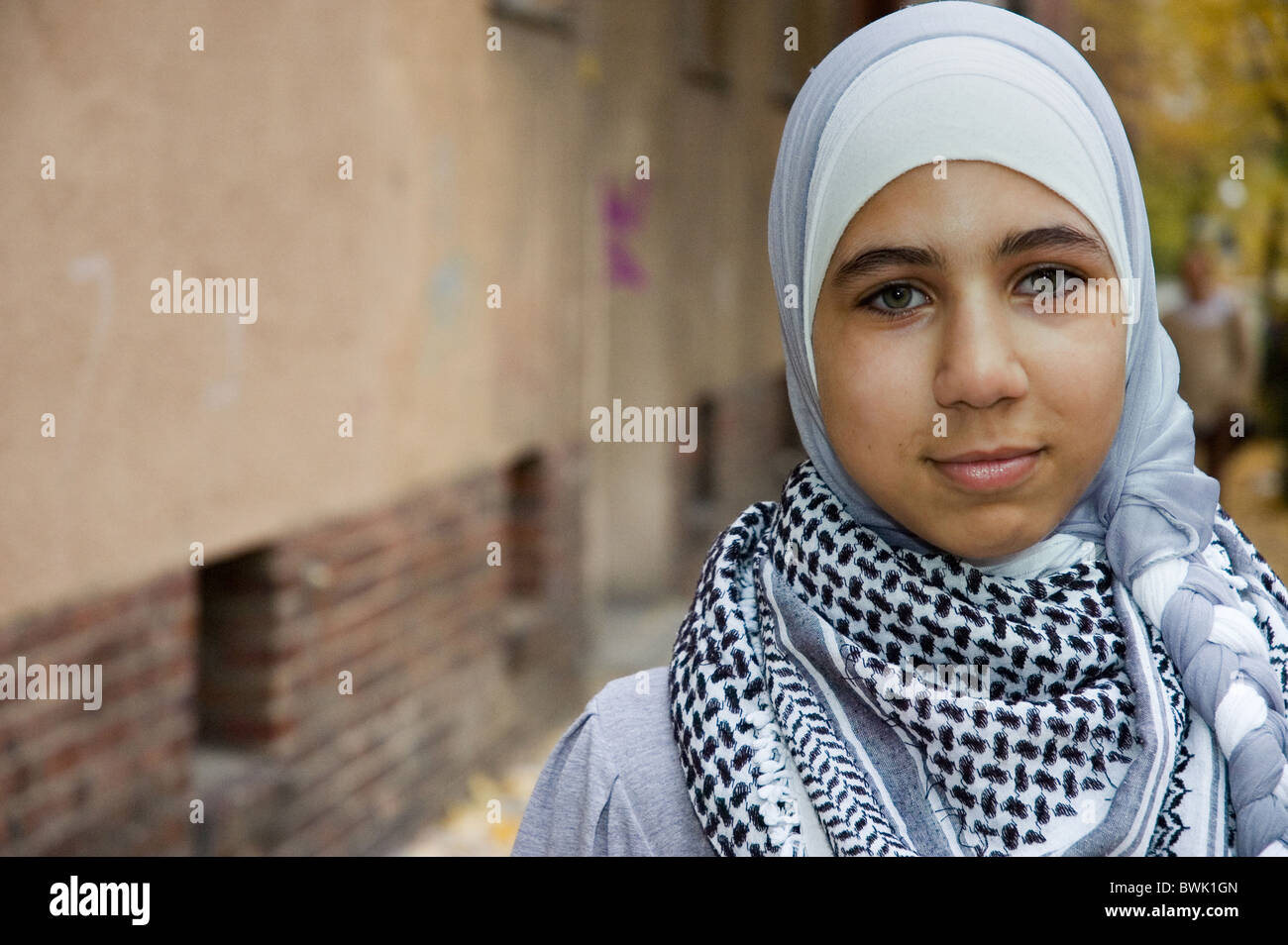 A young girl wearing a headscarf, Berlin, Germany Stock Photo