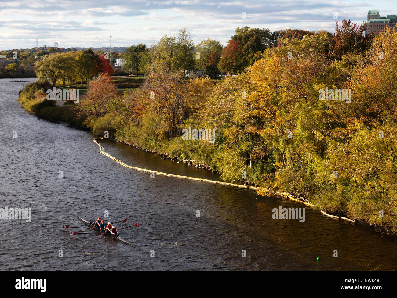 Rowers on the Charles River in Boston, Massachusetts, United States of America Stock Photo