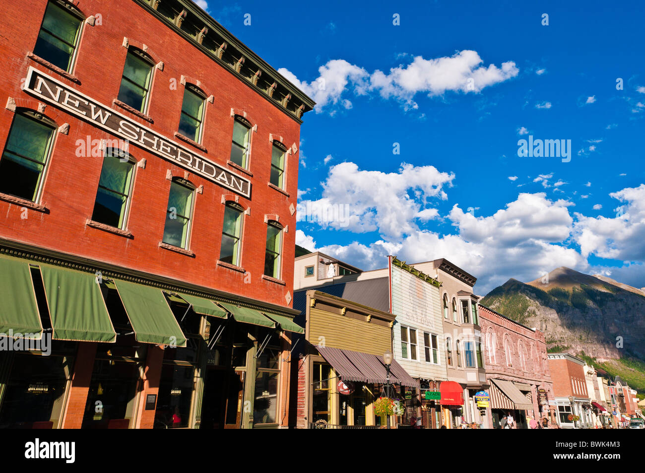 The Sheridan Hotel and historic buildings, Telluride, Colorado Stock