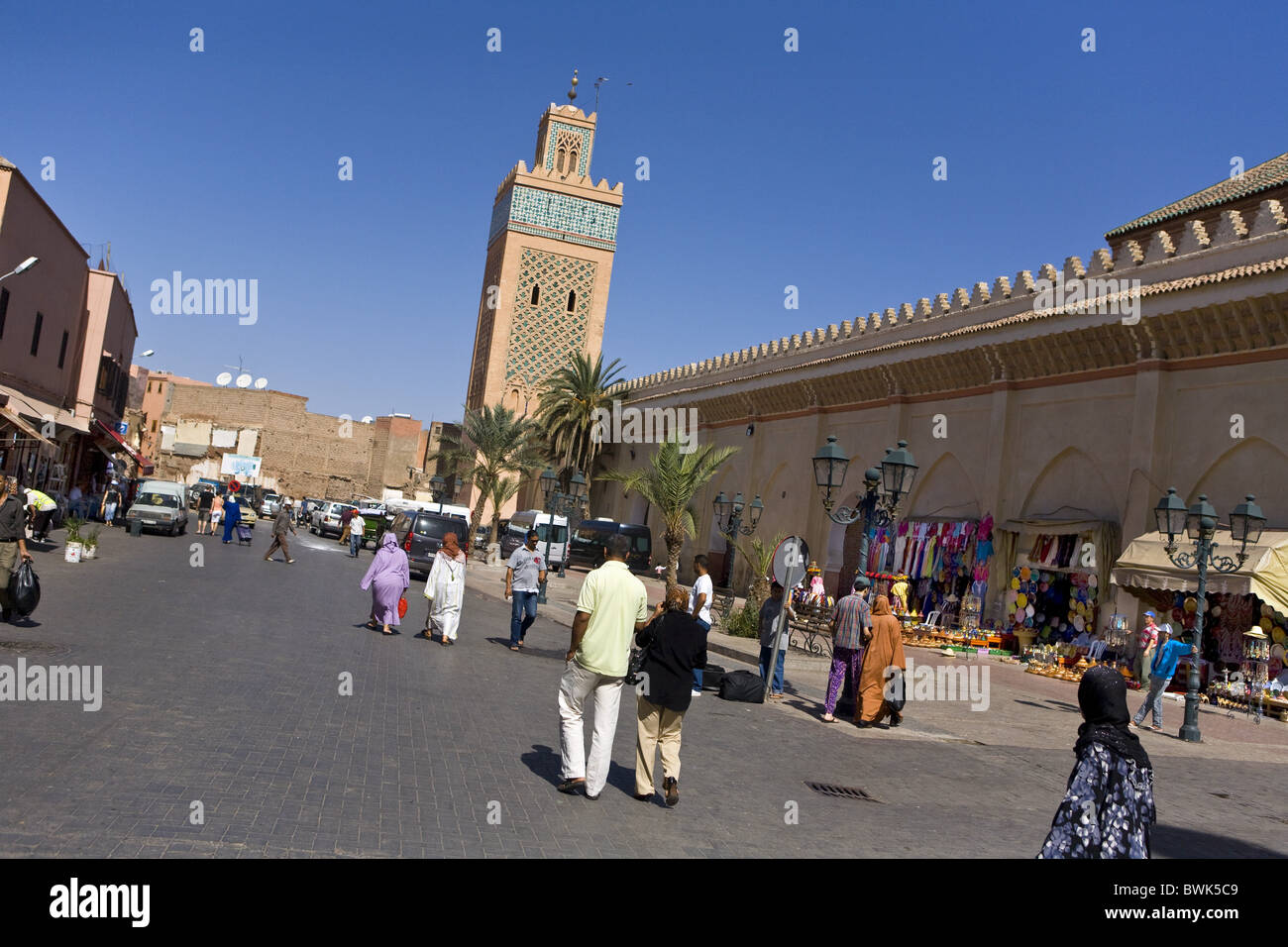 Rue de la Kasbah and the Kasbah Mosque, Marrakech, Morocco, Africa Stock Photo