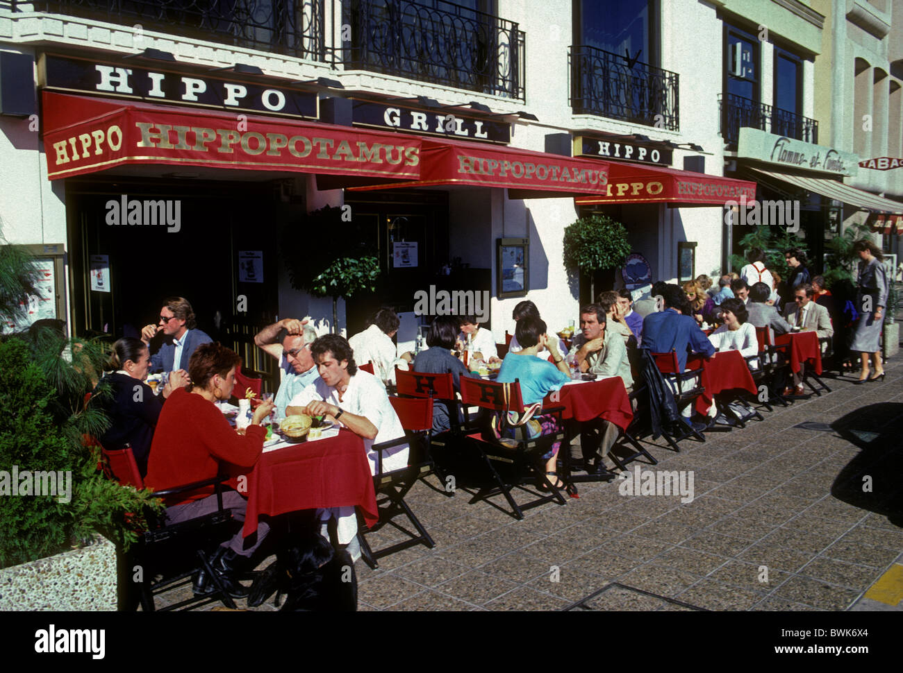 French people, tourists, eating, French food, French food and drink, French cuisine, Hippo Grill, Hippopotamus restaurant, Nice, France Stock Photo