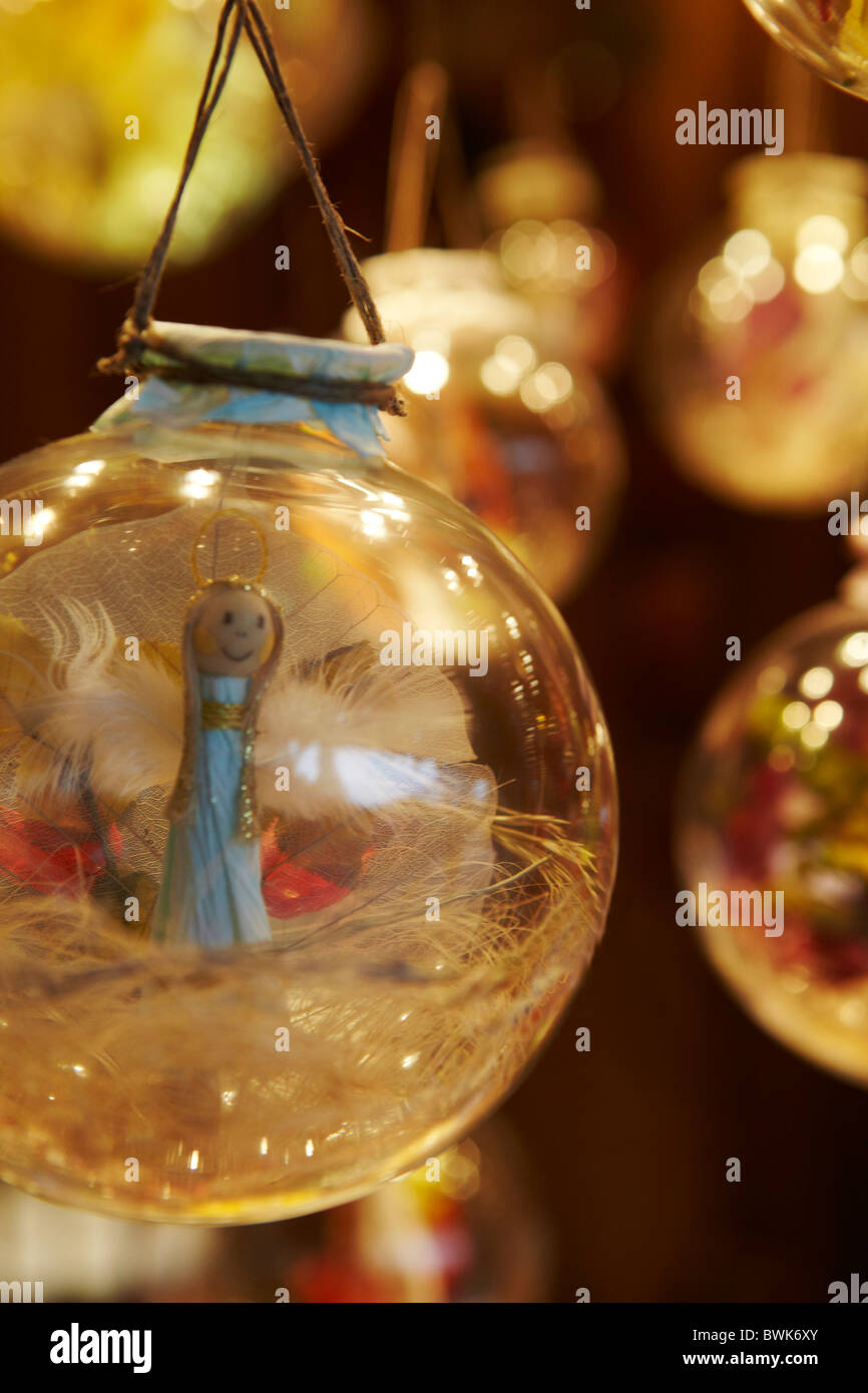 Glass Christmas Bauble Decorations Fairy Inside Stock Photo