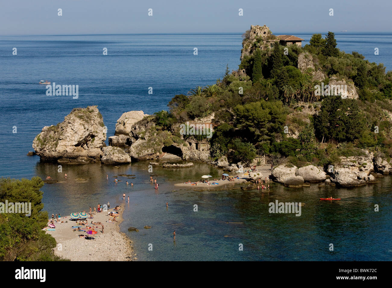 Bay, swimming paradise, Isole Bella, Taormina, province of Messina, Sicily, Italy, Europe Stock Photo