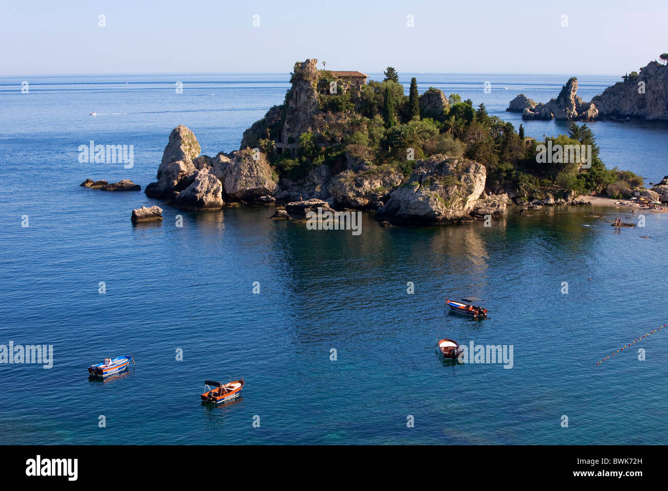 Swimming paradise, Isole Bella, Taormina, province of Messina, Sicily, Italy, Europe Stock Photo