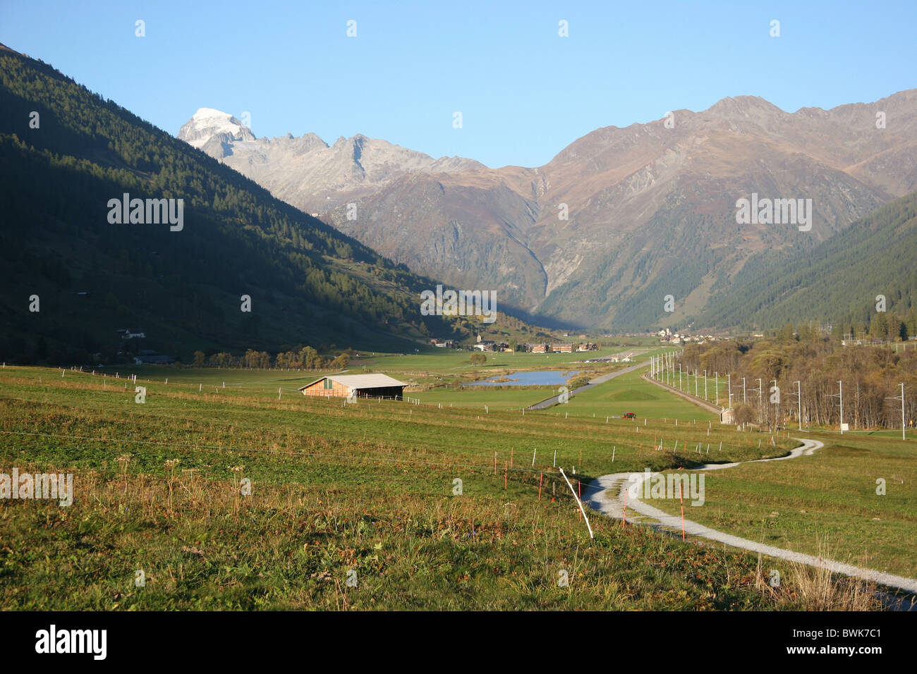 Switzerland Europe Valais Oberwallis Goms Geschiner lake valley scenery  landscape mountain lake valley Alps Stock Photo - Alamy