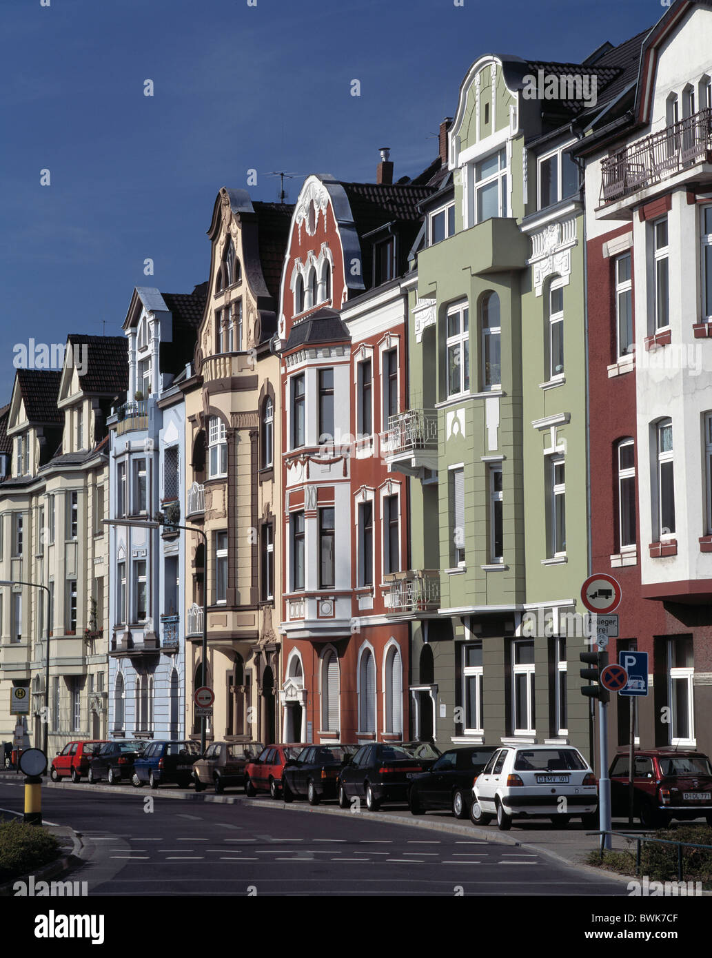 Jugendstil houses Dusseldorf street row of houses Jugendstil houses