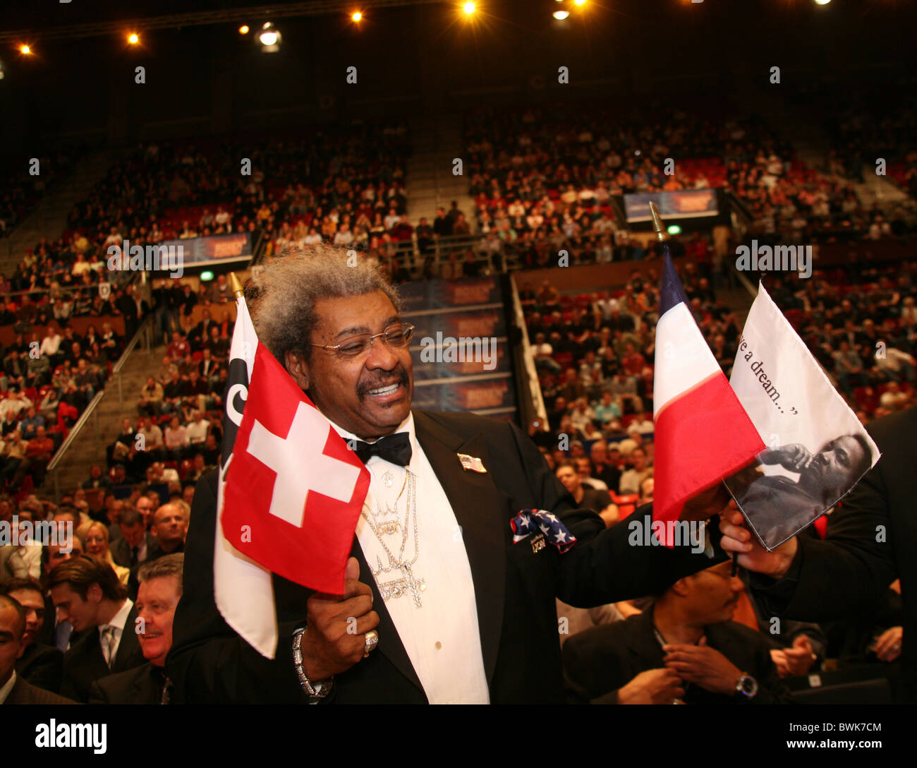 Don King Boxing Promoter pendant flag personality spectators boxing match fight battle boxing box gala Base Stock Photo