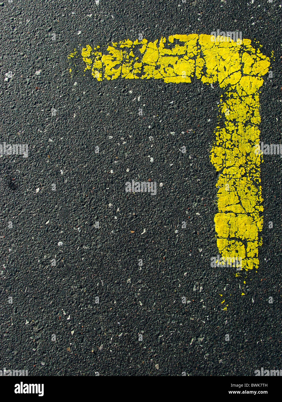 parking lot mark ground mark asphalt ground bottom Parking parking Parkieren yellow symbol street traffic Stock Photo