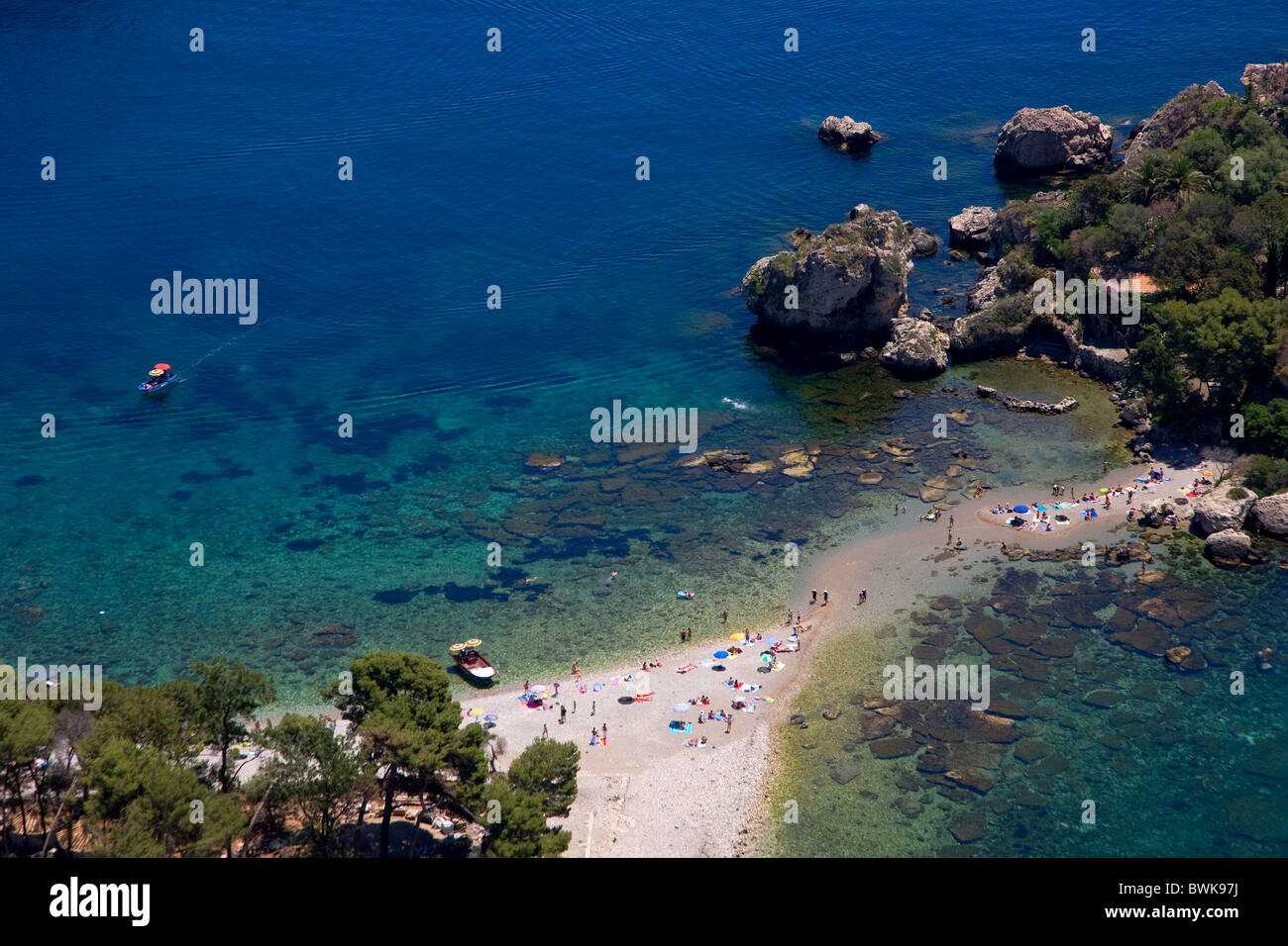 Isole Bella, beach of Taormina, Messina province, Sicily, Italy