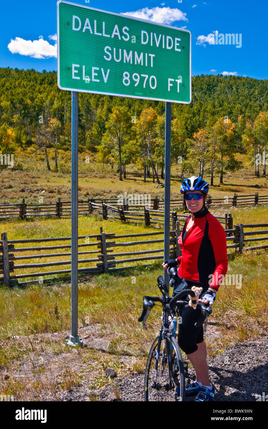 Cyclist on the San Juan Skyway (Highway 62)at Dallas Divide