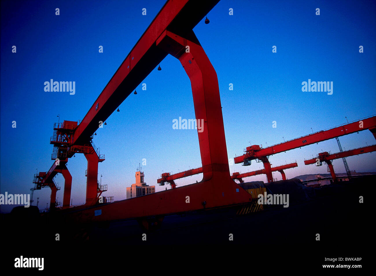 Asia China Tianjin Xingang harbour port freight harbour industry ...